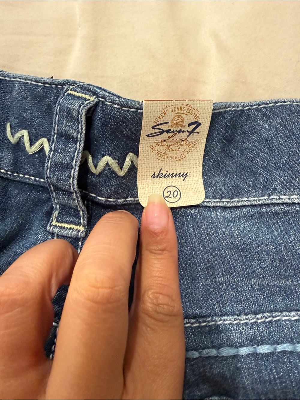 Seven7 Women's Blue Denim Bootcut Jeans with Rhinestone Pocket - Picture 2 of 5